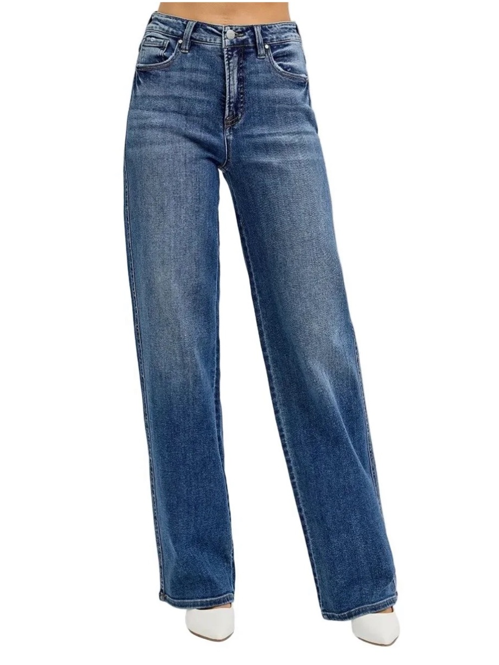Risen Jeans Size 11 Straight Leg Blue Denim Distressed Wash